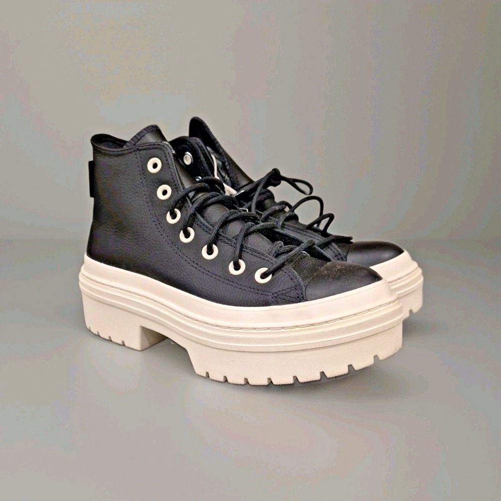 New NIB Converse Chuck Taylor All Star High Top Leather Lugged Boots Black  6.5